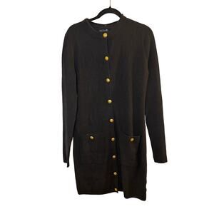 GAP Black Ribbed‎ Gold Button dress NWT size L